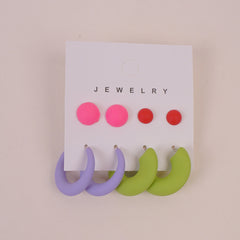 Woman Multi Color Earring 8 Pcs Set 4