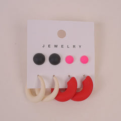 Woman Multi Color Earring 8 Pcs Set 6