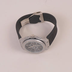Black Strap Silver Dial Man's HB Watch