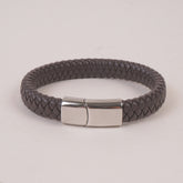 Grey Leather Bracelet with Magnetic Lock