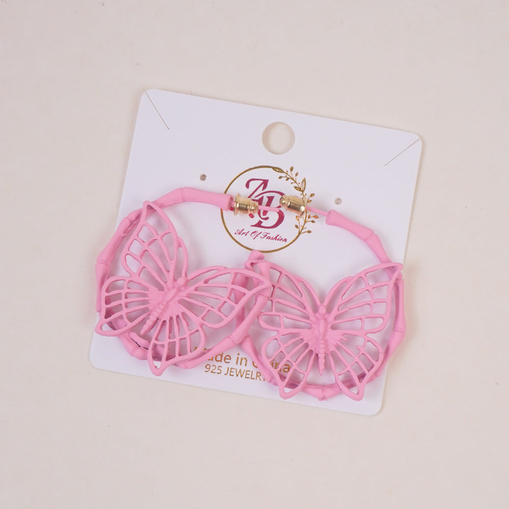 Woman's Casual Earring Spider Web Design Pink