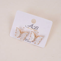 Woman's Casual Earring Butterfly Design White