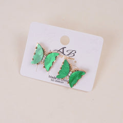 Woman's Casual Earring Butterfly Design Green