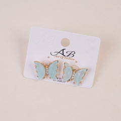 Woman's Casual Earring Butterfly Design Cyan