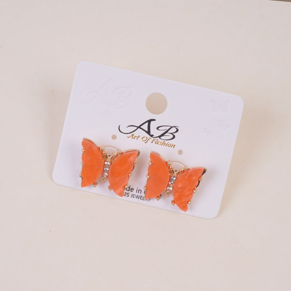 Woman's Casual Earring Butterfly Design Orange