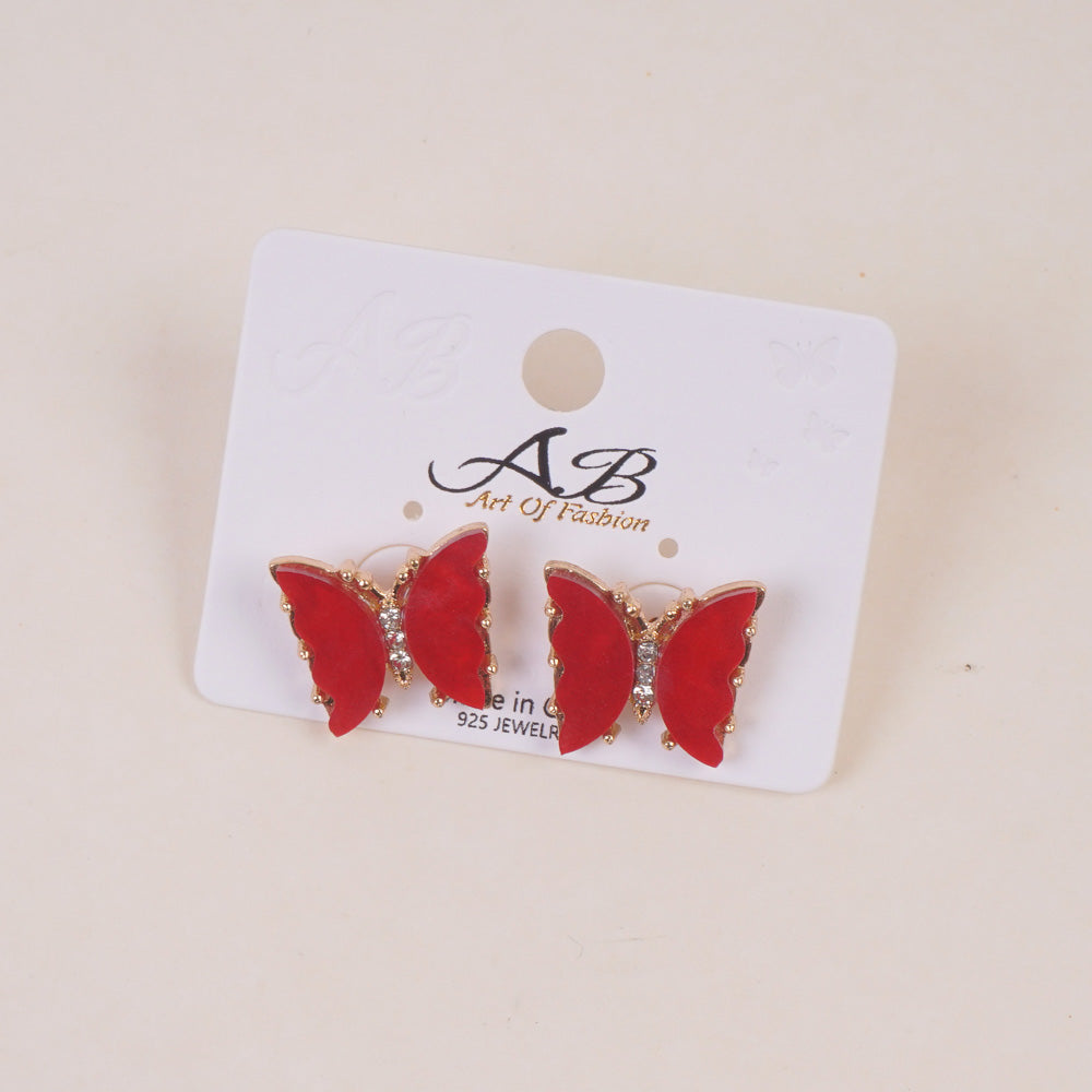 Woman's Casual Earring Butterfly Design Red