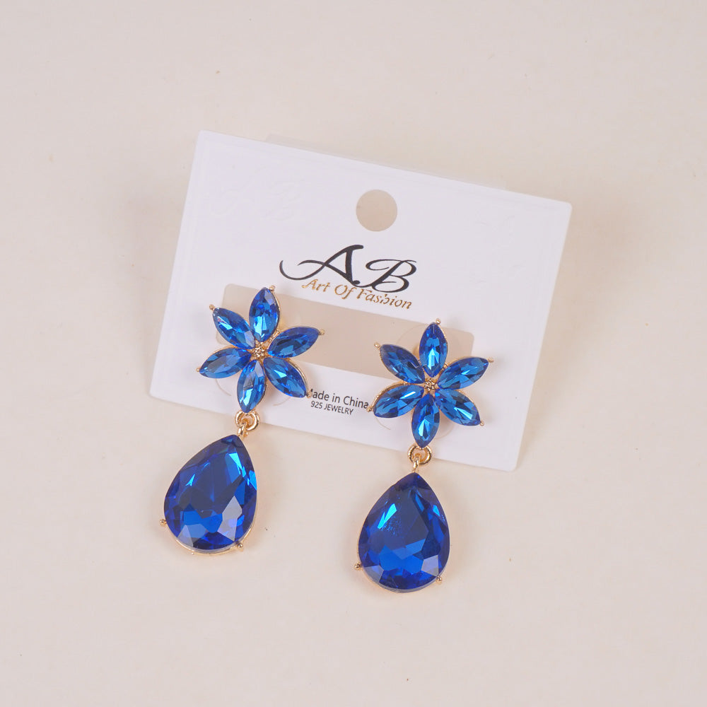 Woman's Flower Design Earring Blue