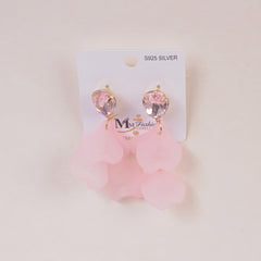 Woman's Earring Flower Design Light Pink