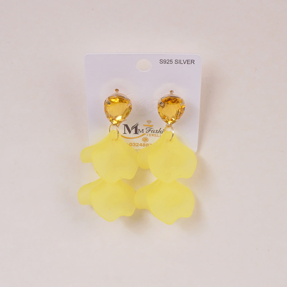 Woman's Earring Flower Design Yellow