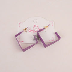 Woman's Earring Sqaure Shape Design Purple