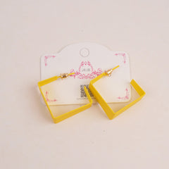 Woman's Earring Sqaure Shape Design Yellow