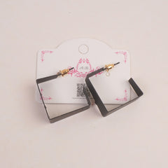 Woman's Earring Sqaure Shape Design Black