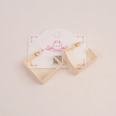 Woman's Earring Sqaure Shape Design White
