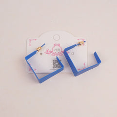 Woman's Earring Sqaure Shape Design Blue