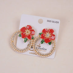 Woman's Flower Design Earring Orange