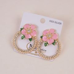 Woman's Flower Design Earring Light Pink