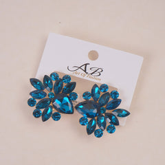 Woman's Flower Design Earring Cyan Shade