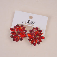 Woman's Flower Design Earring Red