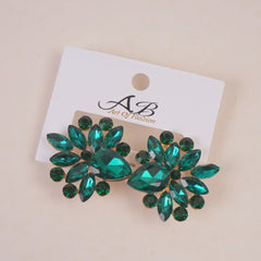 Woman's Flower Design Earring Green