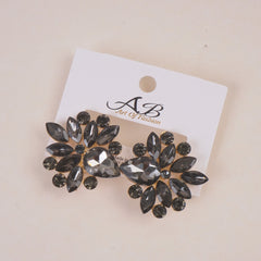 Woman's Flower Design Earring Grey
