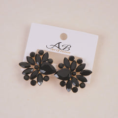 Woman's Flower Design Earring Black