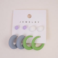 Woman's Flower Design Earring 8pcs Set Green