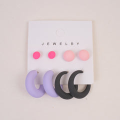 Woman's Flower Design Earring 8pcs Set Black