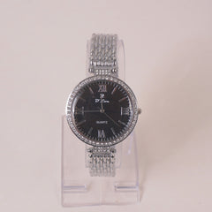 Woman Chain Wrist Watch Silver Black