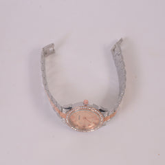 Two Tone Woman Chain Silver Wrist Watch Rosegold