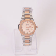 Two Tone Woman Chain Silver Wrist Watch Rosegold