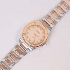 Two Tone Woman Chain Silver Wrist Watch Rosegold