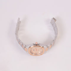 Two Tone Woman Chain Silver Wrist Watch Rosegold