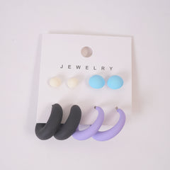 Woman's Flower Design Earring 8pcs Set Purple