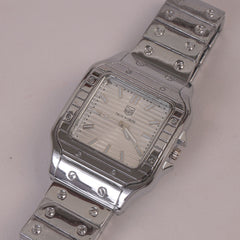Mens Chain Wrist Watch Big Dial Silver