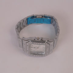 Mens Chain Wrist Watch Big Dial Silver