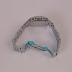 Mens Chain Wrist Watch Big Dial Silver
