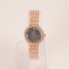 Women Stone Design Chain Wrist Watch Black Dial