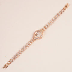 Woman Chain Wrist Watch Stone Design Rosegold