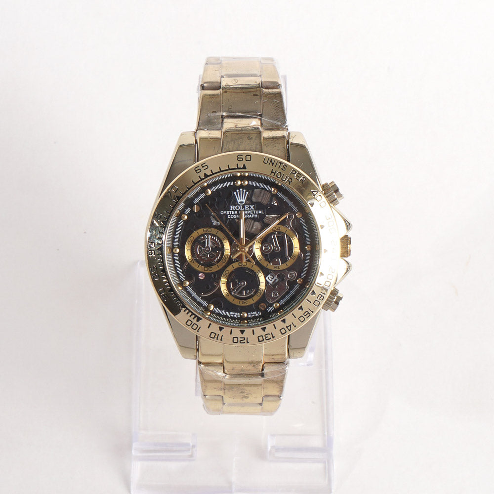 Mens Chain Wrist Watch Golden