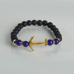 Beads Black & Blue Bracelet Anchor Design