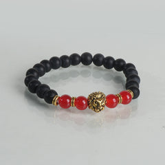 Beads Black & Red Bracelet Lion Design
