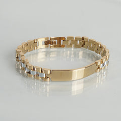 Two Tone Golden & Silver Chain Bracelet For Men 10mm