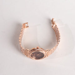 Women Stylish Chain Wrist Watch Rosegold With Brown Dial V