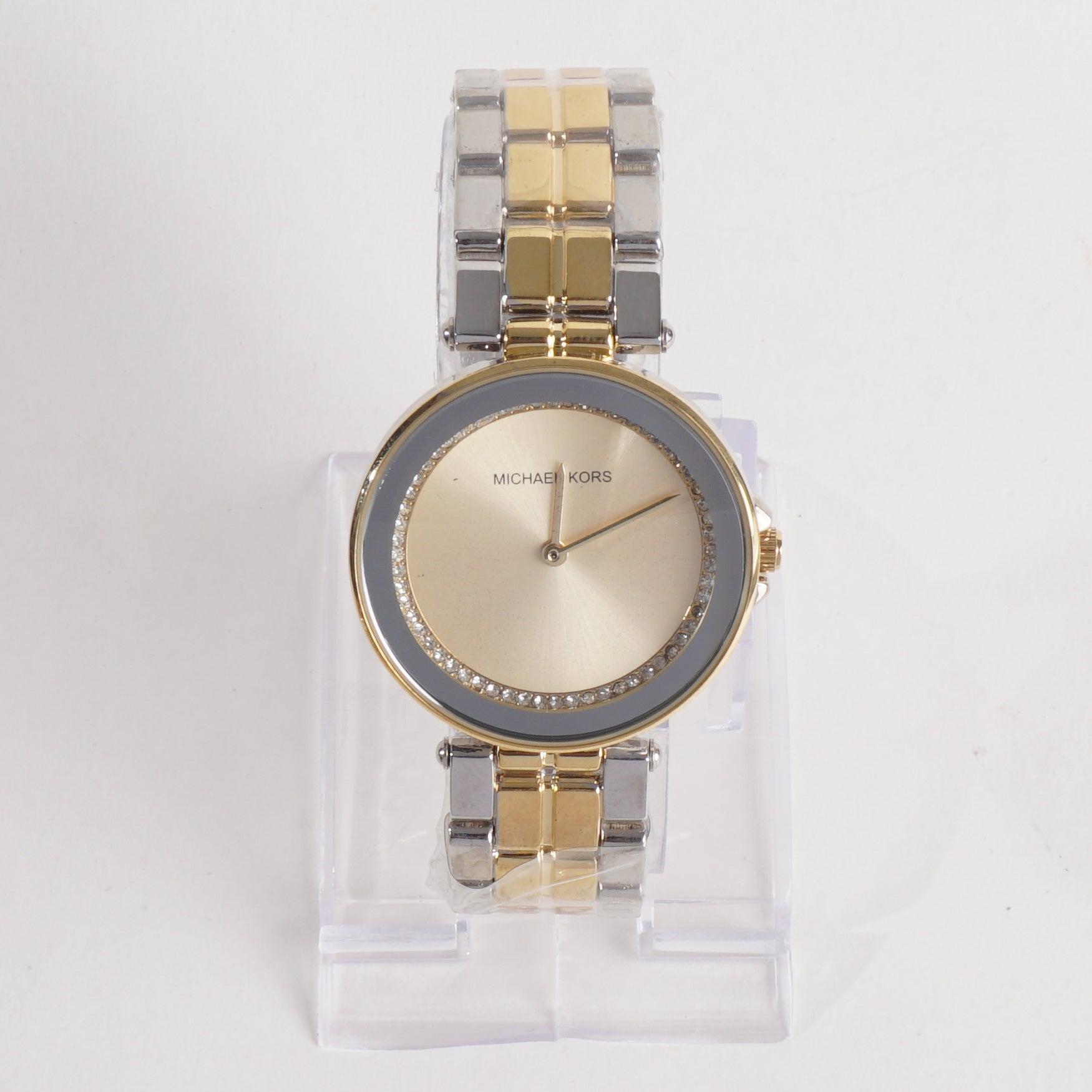 Two Tone Women Stylish Chain Wrist Watch Golden Silver MK G