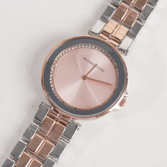 Two Tone Women Stylish Chain Wrist Watch Rosegold Silver MK P