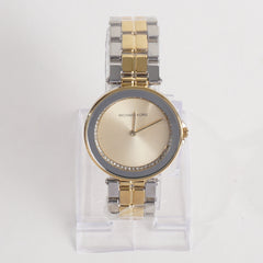 Two Tone Women Stylish Chain Wrist Watch Golden Silver MK G