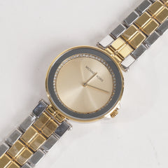 Two Tone Women Stylish Chain Wrist Watch Golden Silver MK G