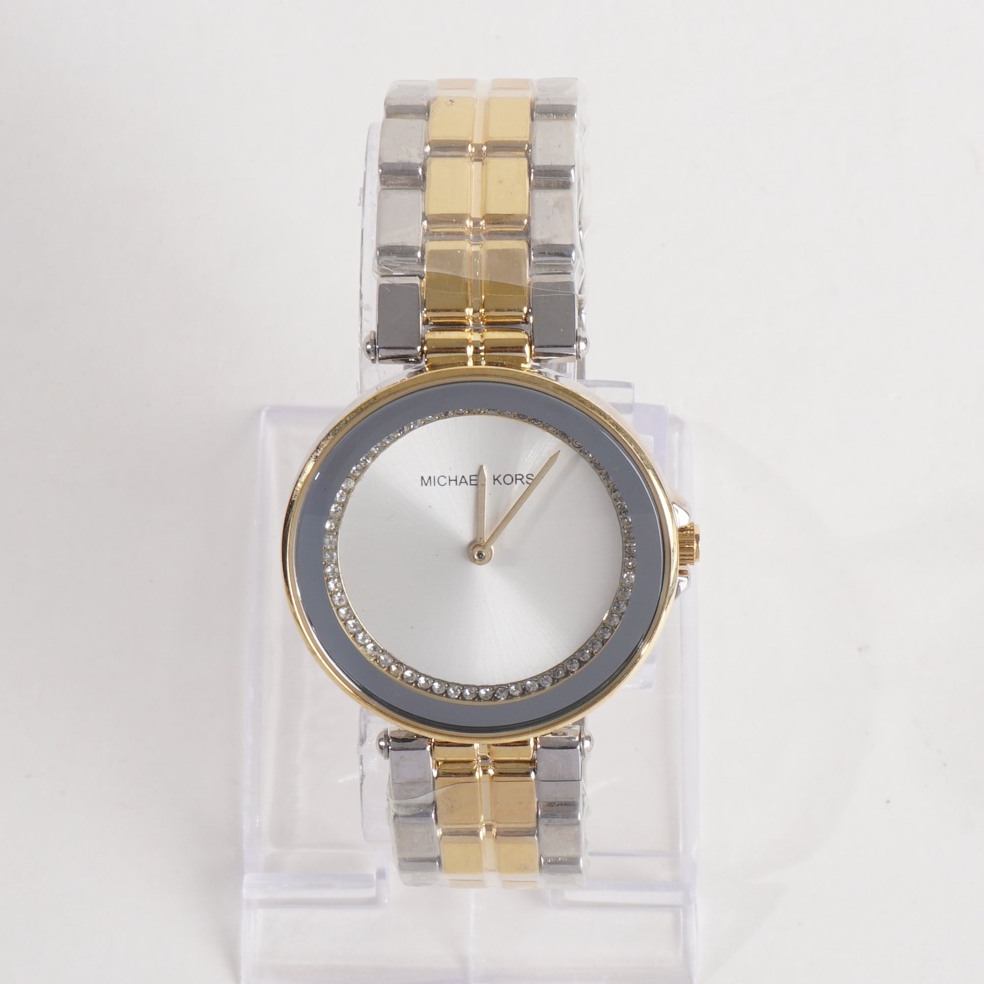 Two Tone Women Stylish Chain Wrist Watch Golden Silver MK W
