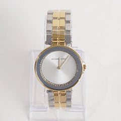 Two Tone Women Stylish Chain Wrist Watch Golden Silver MK W