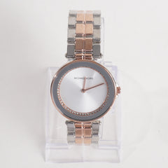 Two Tone Women Stylish Chain Wrist Watch Rosegold Silver MK W